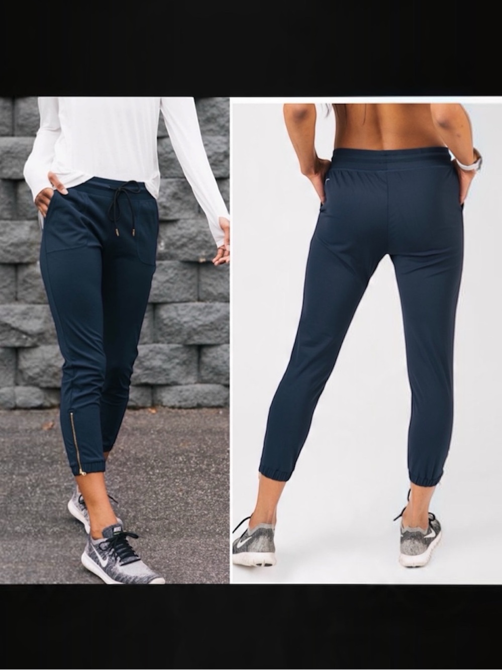 Zyia Active Navy Peak Zipper Jogger Crop 24” Size Medium